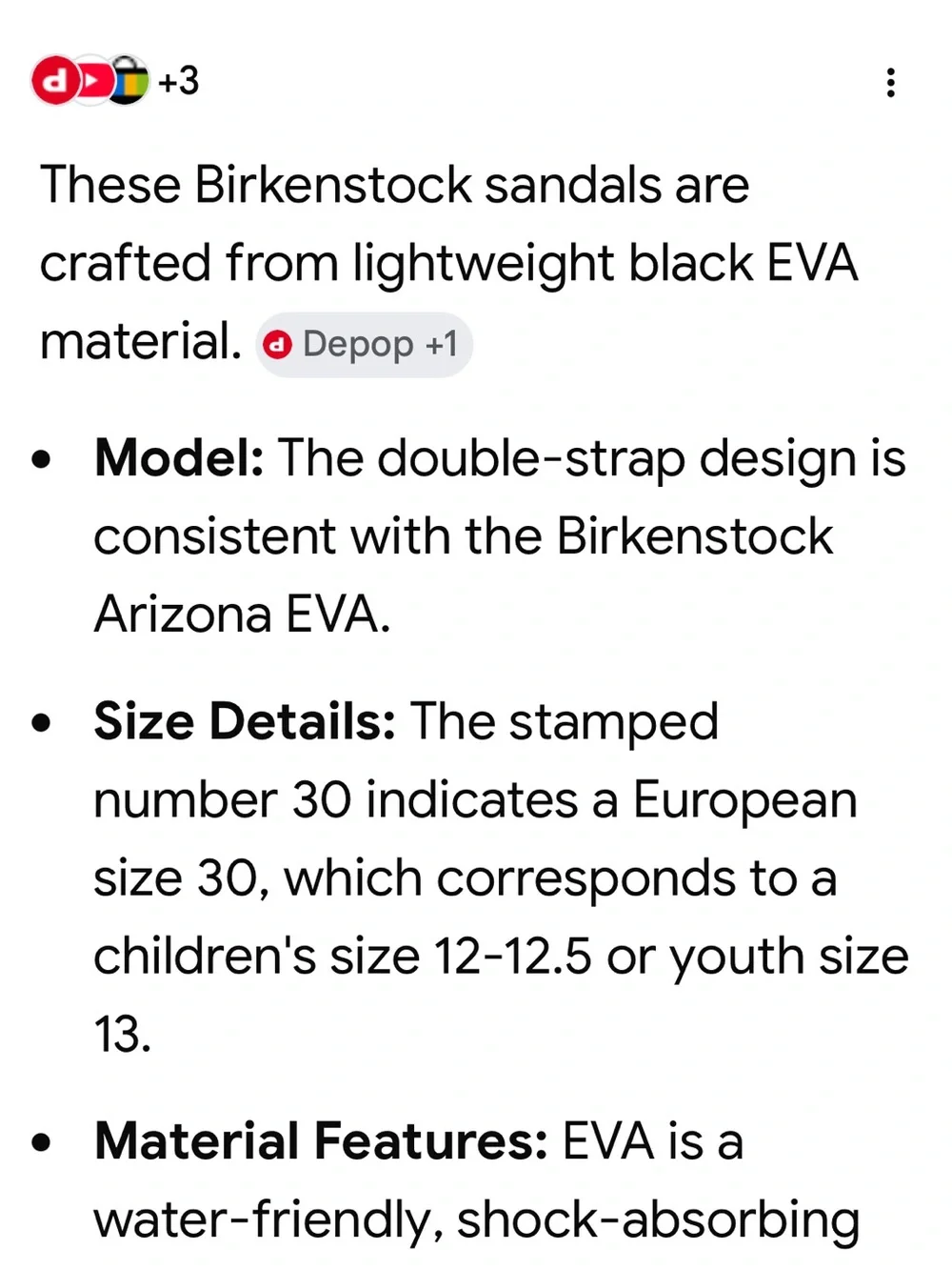 Birkenstock  2-Strap EVA Slide Sandals for Kids Size 30 (12-13 )casual Summer